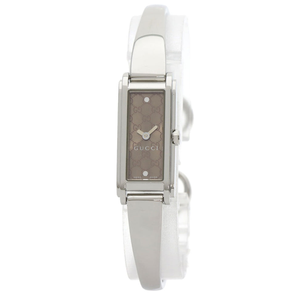Gucci Watches Quartz 109 Stainless Steel Silver GG square face Brown dial