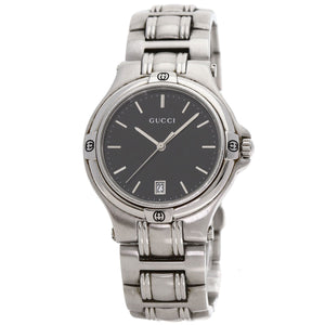 Gucci Watches Quartz 9040M Stainless Steel Silver Round face black dial