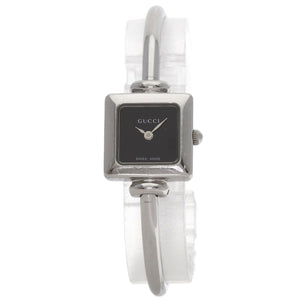 Gucci Watches Quartz 1900L Stainless Steel Silver Square face bangle black dial