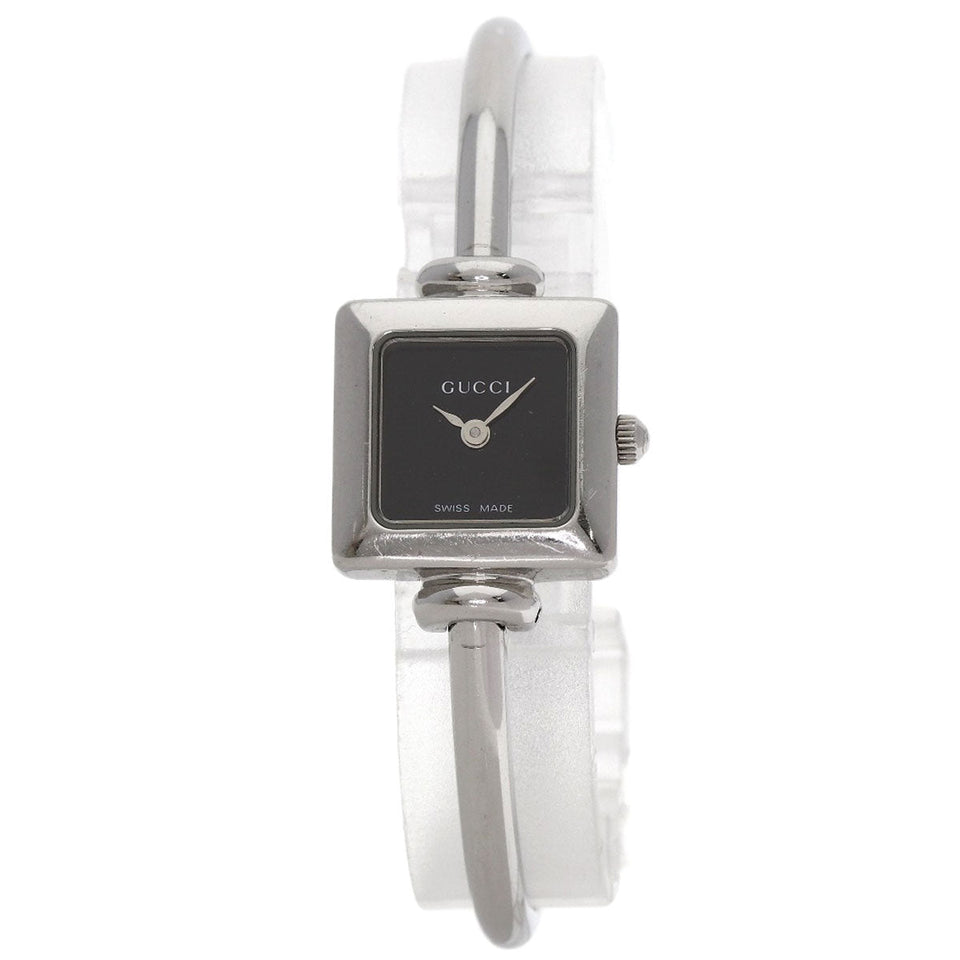 Gucci Watches Quartz 1900L Stainless Steel Silver Square face bangle black dial