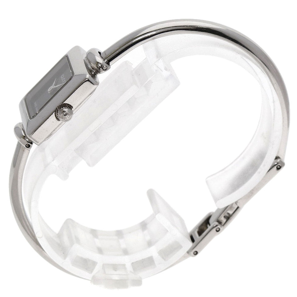 Gucci Watches Quartz 1900L Stainless Steel Silver Square face bangle black dial