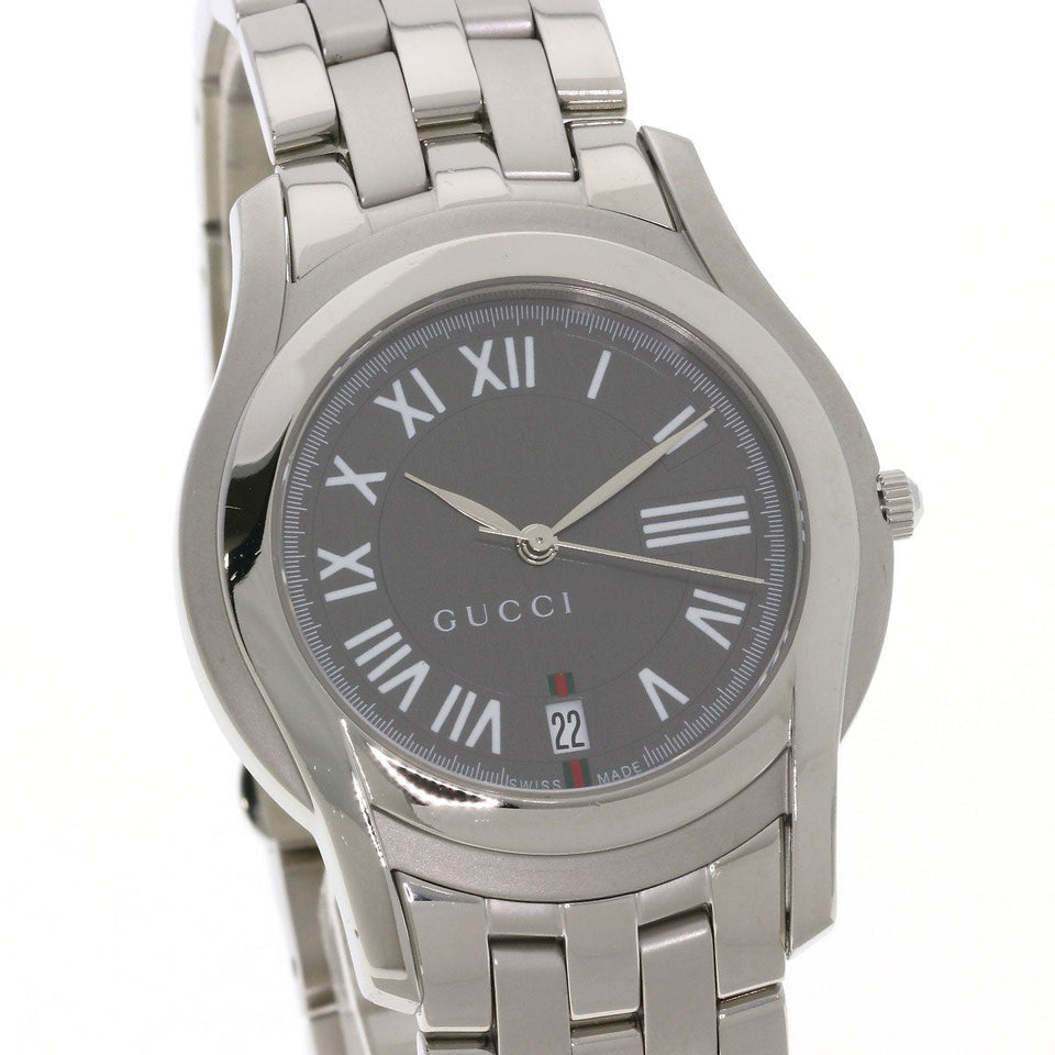 Gucci Watches Quartz 5500M Stainless Steel Silver Round face gray dial