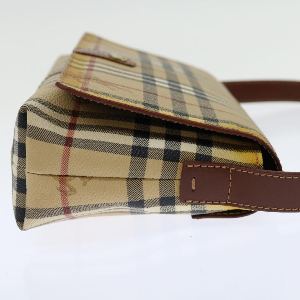 Luxury Burberry Nova Check Shoulder Bag PVC Beige Brown Auth 70944