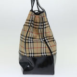 Luxury BurberrySs Nova Check Blue Label Tote Bag Canvas Beige Black Auth 71014