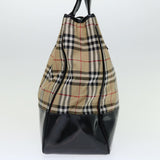 Luxury BurberrySs Nova Check Blue Label Tote Bag Canvas Beige Black Auth 71014