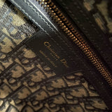 Christian Dior Natural Wicker/Blue Oblique Canvas Medium Lady Dior Bag