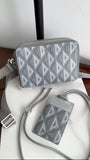 Dior CD Diamond Print Grey Coated Canvas  Holder on Lanyard