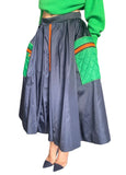 Prada Navy & Green Nylon Maxi Pocket Skirt - 44 / US 8
