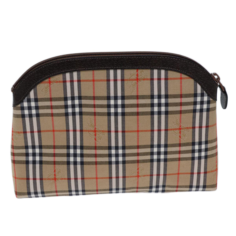 Luxury BurberrySs Nova Check Clutch Bag Canvas Beige Auth 72157