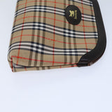 Luxury BurberrySs Nova Check Clutch Bag Canvas Beige Auth 72157