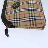 Luxury BurberrySs Nova Check Clutch Bag Canvas Beige Auth 72157