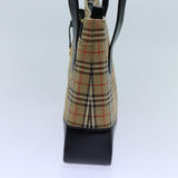 Luxury Burberry Nova Check Tote Bag Canvas Beige Black Auth 72354