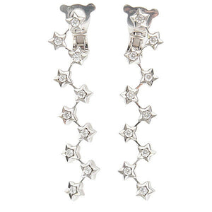 Chanel 18K White Gold Comete Star Diamond Earrings