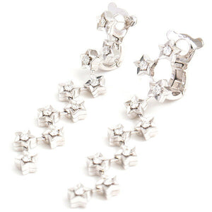 Chanel 18K White Gold Comete Star Diamond Earrings
