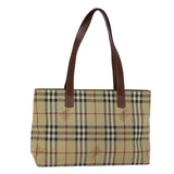 Luxury Burberry Nova Check Tote Bag PVC Beige Brown Auth 72636