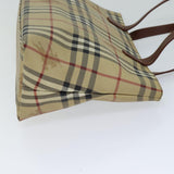 Luxury Burberry Nova Check Tote Bag PVC Beige Brown Auth 72636