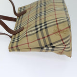 Luxury Burberry Nova Check Tote Bag PVC Beige Brown Auth 72636