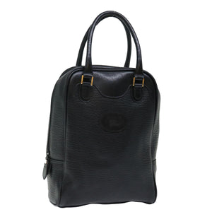 Luxury BurberrySs Shoes case Hand Bag Leather Black Auth 72670