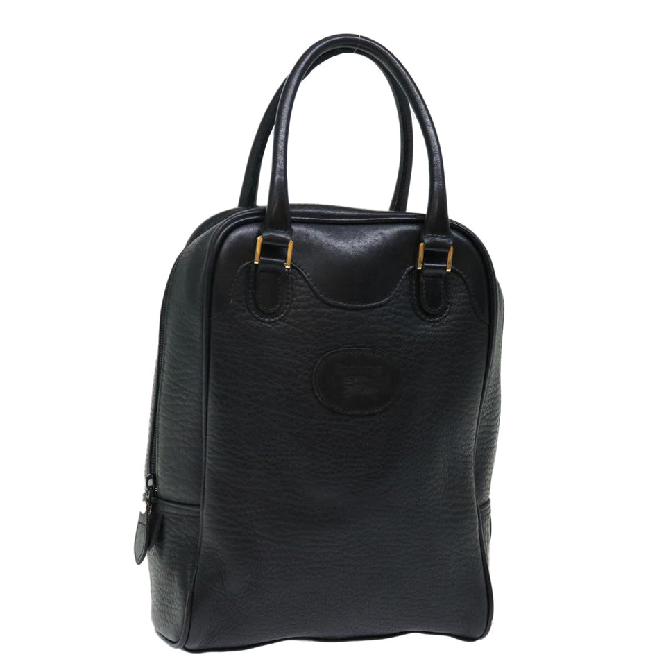 Luxury BurberrySs Shoes case Hand Bag Leather Black Auth 72670