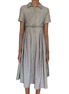 Christian Dior 2021 Houndstooth Midi Length Pleated Dress - IT 42 / FR 38 / US 6