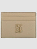 Luxury Burberry TB Grainy Leather Card Wallet Haute Beige