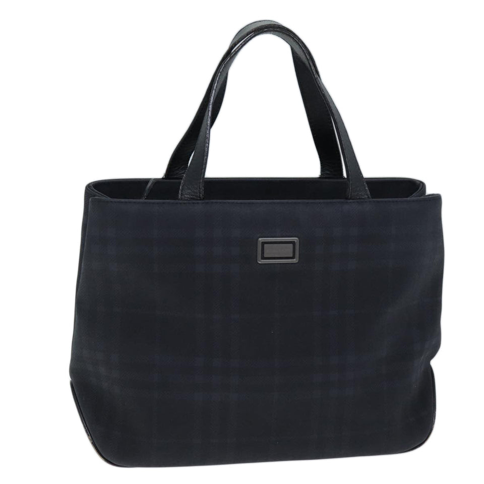 Luxury Burberry Nova Check Hand Bag Nylon Black Auth 73147