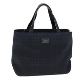Luxury Burberry Nova Check Hand Bag Nylon Black Auth 73147