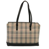 Luxury Burberry Nova Check Tote Bag Canvas Beige Auth 73161