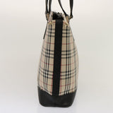 Luxury Burberry Nova Check Tote Bag Canvas Beige Auth 73161