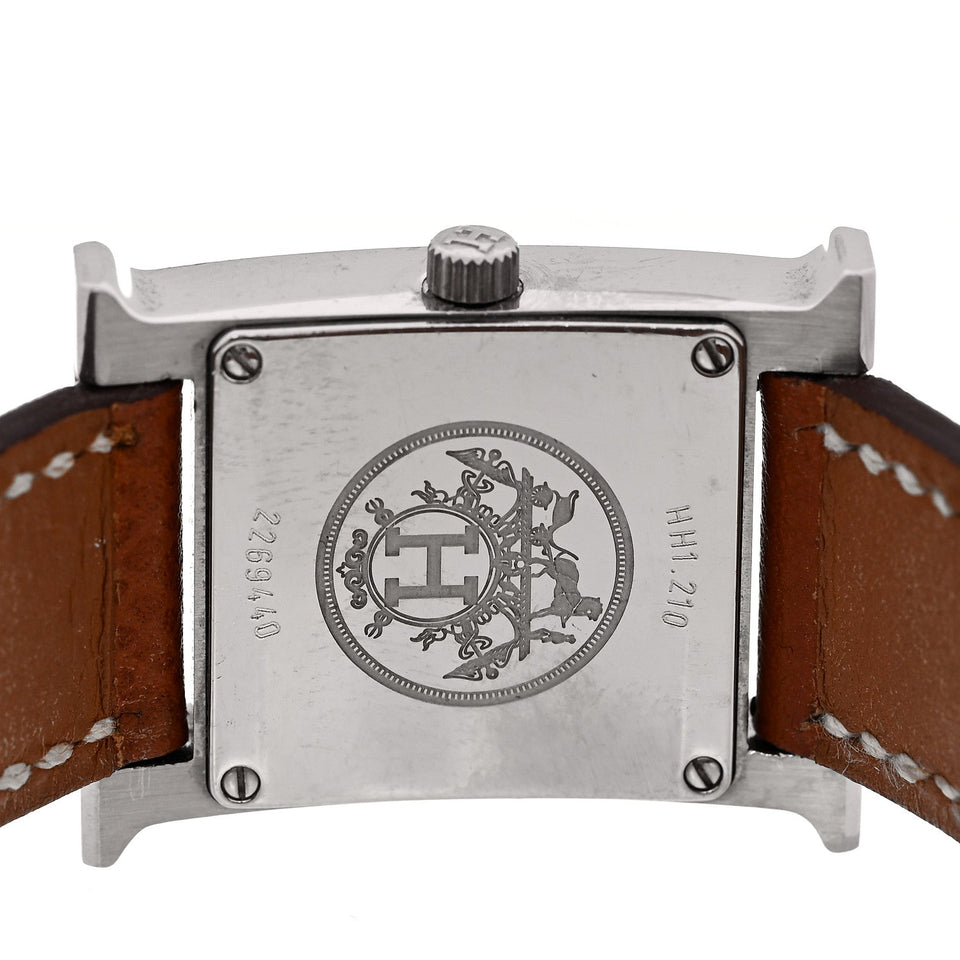 Hermes Stainless Steel Epsom 21mm Heure H Hour Quartz Watch Gold
