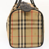 Luxury BurberrySs Nova Check Boston Bag Canvas Beige Auth 73347