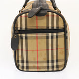 Luxury BurberrySs Nova Check Boston Bag Canvas Beige Auth 73347