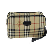 Luxury BurberrySs Nova Check Clutch Bag PVC Beige Auth 73528
