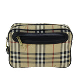 Luxury BurberrySs Nova Check Clutch Bag PVC Beige Auth 73528