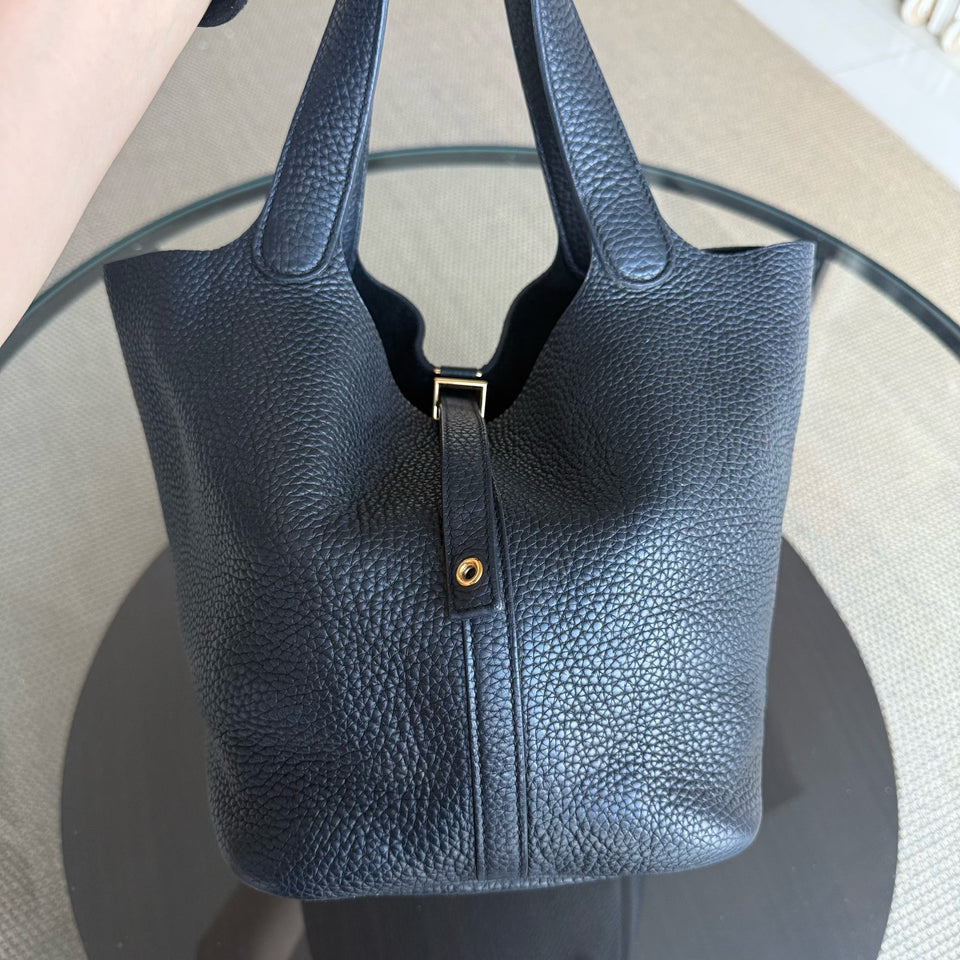 Hermes Picotin 22 - Noir Clemence Golden Hardware