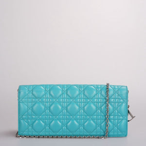 Dior Aqua Green Cannage Leather Lady Dior Chain Clutch bag