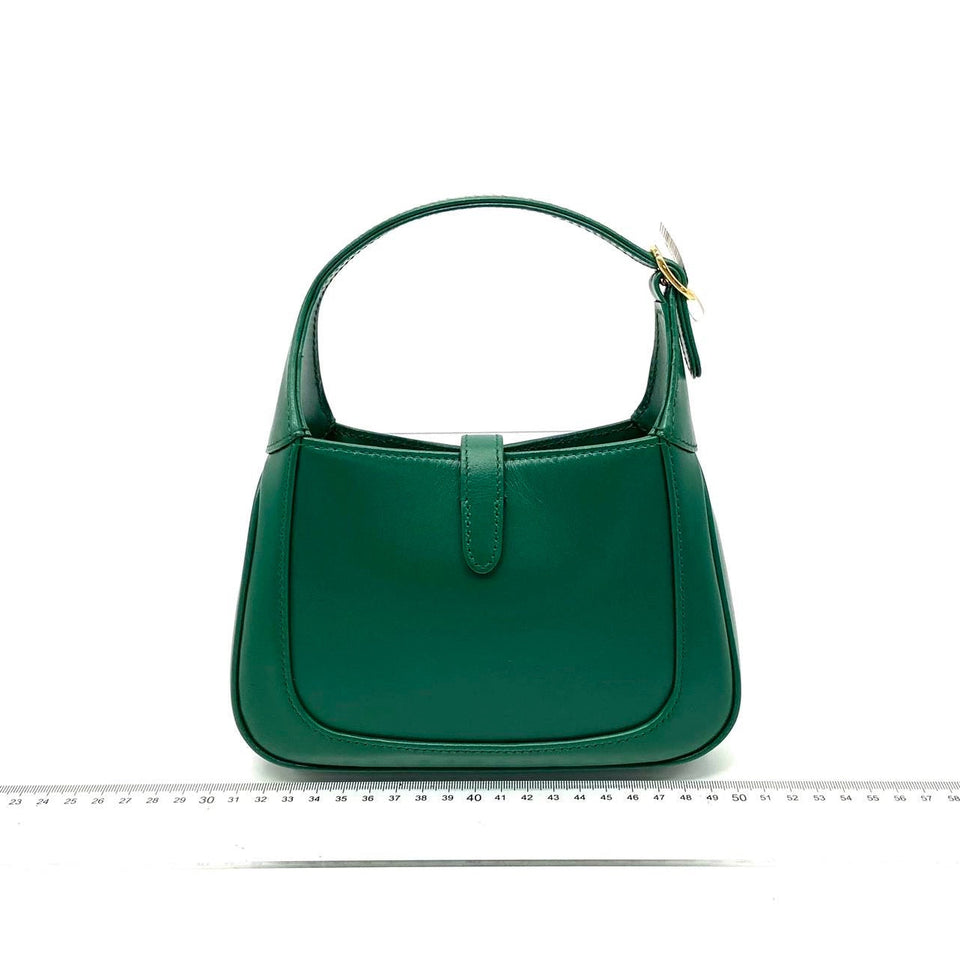 Gucci Jackie 1961 Mini Handbag in Green Leather with Adjustable Strap