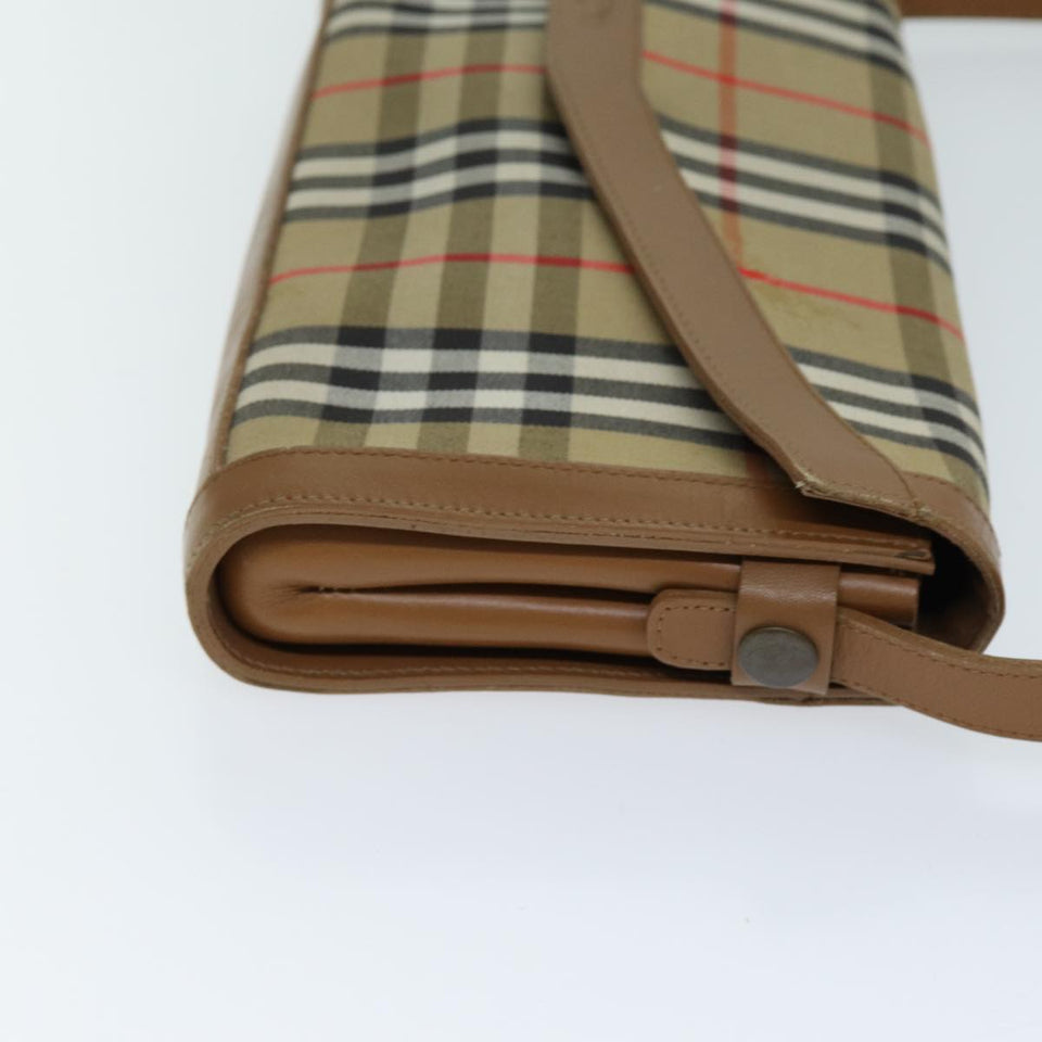 Luxury BurberrySs Nova Check Shoulder Bag Canvas Beige Auth 74254