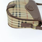Luxury BurberrySs Nova Check Shoulder Bag PVC Leather Beige Auth 74258