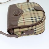 Luxury BurberrySs Nova Check Shoulder Bag PVC Leather Beige Auth 74258