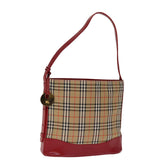 Luxury BurberrySs Nova Check Shoulder Bag Canvas Beige Red Auth 74385