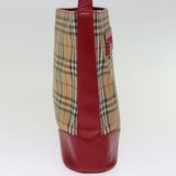 Luxury BurberrySs Nova Check Shoulder Bag Canvas Beige Red Auth 74385