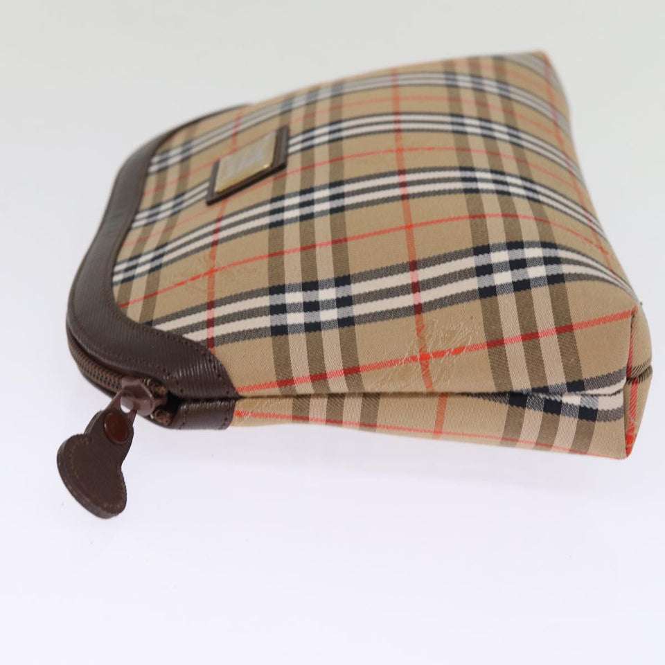 Luxury BurberrySs Nova Check Clutch Bag Canvas Beige Auth 74811