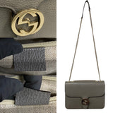 Gucci Shoulder Bag leather gray Interlocking Women