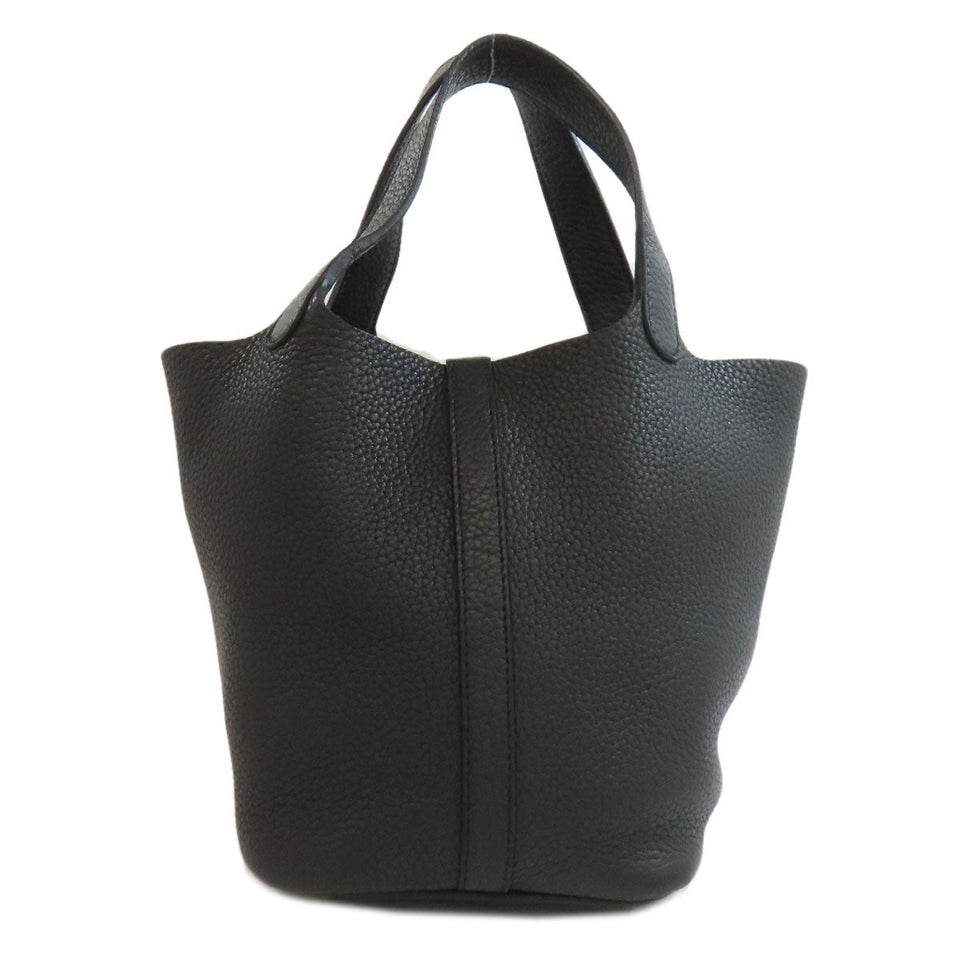 Hermes Handbag Taurillon Clemence black Picotin Lock PM SilverMetal Women