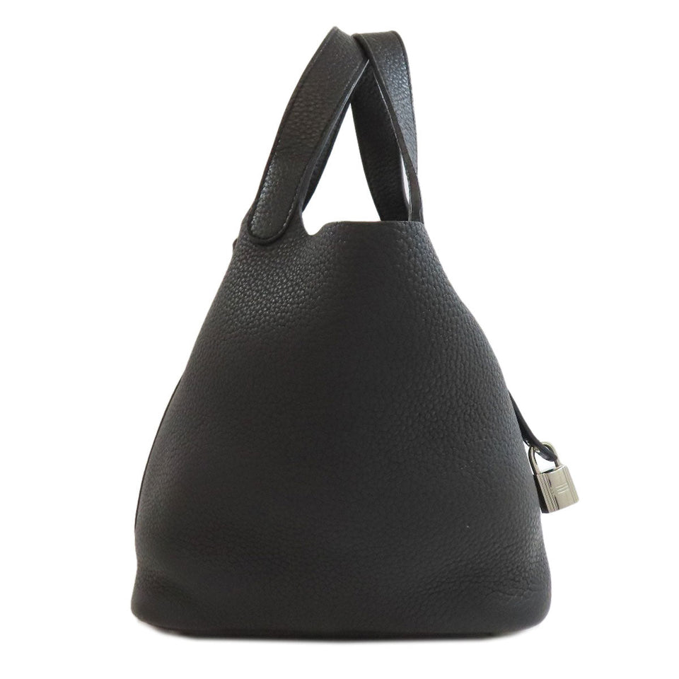 Hermes Handbag Taurillon Clemence black Picotin Lock PM SilverMetal Women