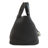 Hermes Handbag Taurillon Clemence black Picotin Lock PM SilverMetal Women