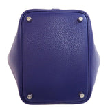 Hermes Handbag Taurillon Clemence Navy Picotin Lock Eclat PM SilverMetal