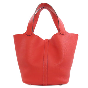Hermes Handbag Taurillon Clemence Red Picotin Lock MM SilverMetal Women