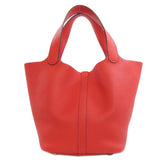 Hermes Handbag Taurillon Clemence Red Picotin Lock MM SilverMetal Women